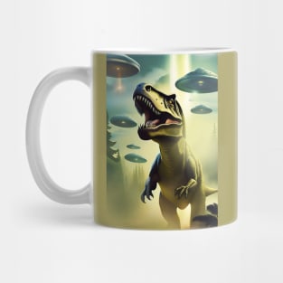 T-rex and UFOs Mug